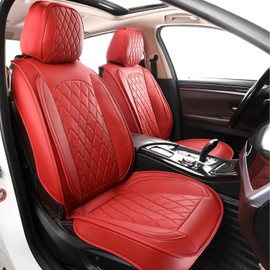 MIROZO Front Seat Covers,2PCS Car Seat Covers Faux Leather Automotive Seat Covers Car Seat Protector Seat Cover Set Vehicle Cushion Cover for Sedan, Truck and SUV (2PCS Front, Wine Red