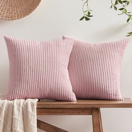 Softalker Cord Cushion Cover, 40 x 40 cm, Pink, Fluffy, 2 Pieces, Cushion Covers, Sofa Cushion Covers, Decorative Cushion, Couch Cushion, Aesthetic Decoration for Sofa, Living Room, Bedroom, Bed,