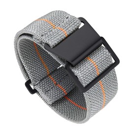BINLUN Elastic Fabric Nylon Watch Band Waterproof Military Replacement Watch Strap Hook-and-Loop for Men Women Silver & Black Buckle 18/20/22mm（Grey-orange-B，20mm）