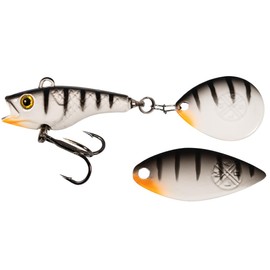 LMAB Good Vibe Jig Spinner with Interchangeable Blade Jig Spinner for Fishing, Bass & Pike Spinjig (14g, White Tiger)