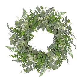 Briful 20in Eucalyptus Door Wreath Spring Summer Greenery Wreath Artificial Hanging Foliage Wreath for Front Door Outside All Season Window Mantle Farmhouse Home Decor