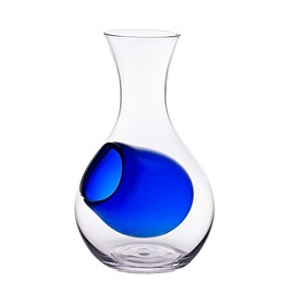 Urban Tokyo Japanese Cold Sake Wine Glass Decanter 12 fl oz Sake Bottle with Ice Cavity Pocket For Home or Restaurant Use (Blue Pocket Cavity)