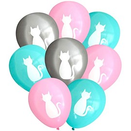 Cat Latex Balloons by Nerdy Words (Pink, Aqua, Silver)