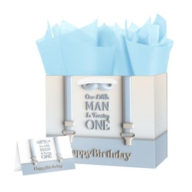 Linelglobal 1st Birthday Gift Bag with Wrapping Tissue for Baby Boy 12.6" Mr One