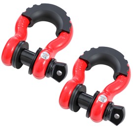 KATSU Tools 2PK 3/4" D-Ring Shackle 4.75 Ton (9500 lbs) Capacity Heavy Duty Galvanized Towing Shackles, Use with Tow Strap or Winch Rope for 4x4 Off-Road Recovery, Red