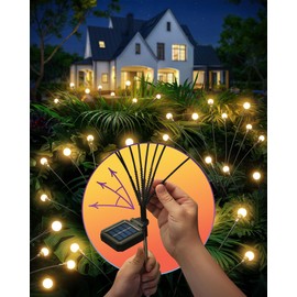TRUSTILUX Firefly Outdoor Solar Lights 6 pack | Unique AnyAngle System to Customize 48 Solar Garden Lights Position | 30% Brighter, Plant-Safe Swaying Firefly Lights | Money-Saving Balcony Patio Decor