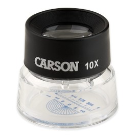 Carson LumiLoupe 10x Power Pre-Focused Stand Magnifier With Dual Lens and Snap-On Reticle (LL-20)