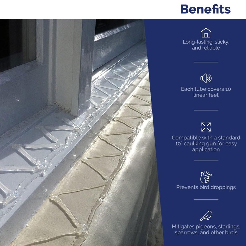 Bird-X Bird Proof Gel, Sticky and Transparent Clear Gel, Long-Lasting