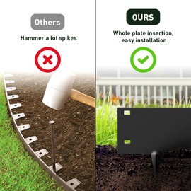 mestyl Landscape Edging, 39" LX 6" H Metal Garden Edging (5 PCS) with Landscape Edging Stakes, 185" Total Landscape Edging Border for Garden Yard No-dig Needed, Easy Install, Black Garden Edging