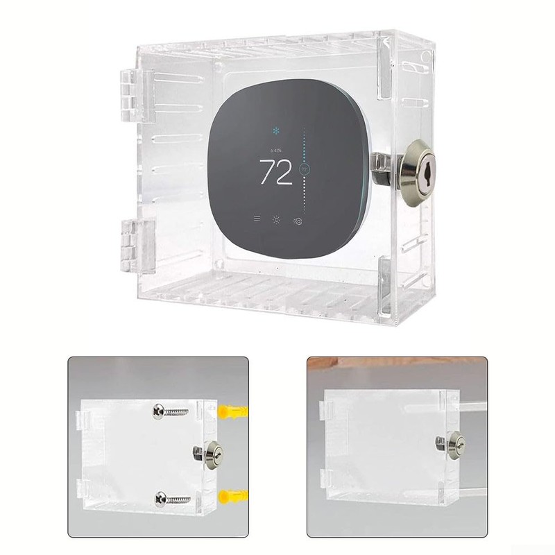 Universal Thermostat Guard with Lock, Clear Acrylic Thermostat Lock Box