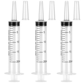 3 Pack 20ml Syringe with Cap, Plastic Syringes Individually Packaged for Labs, Liquid Measuring, Feeding Pets,Oil or Glue Applicator