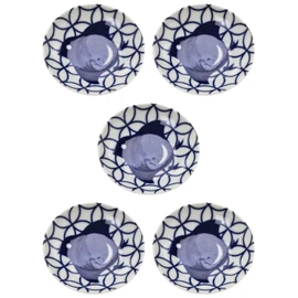 Hayashi Kinnosuke Shoten 145071 (5) Mino Ware Plate, Set of 5, Cloisonne Chidori