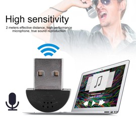 Ouitble Mini Microphone, 2.0 Portable USB Studio Speech Microphone Tiny Recording MIC Adapter Plug-and-Play Desktop Laptop MIC for Computer PC (Black)