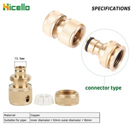 Hicello 4PACK Garden Hose Quick Connector, Quick Disconnect Hose Fittingsn Kit, Brass End Connector, Tap Adaptors