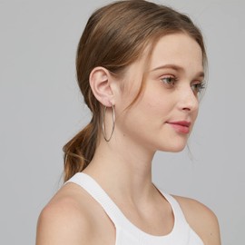 18 Carat White Gold Plated Hoop Earrings Silver Women's Earrings S925 Sterling Silver Hoop Earrings with AAAAA Cubic Zirconia Multiple Sizes, Silver, Gold, Rose Gold Colours, Sterling Silver