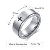 8mm Titanium Steel Silver Fidget Ring Engraved Small Cross Stainless