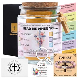 Falueqg Inspirational Christian Gifts for Women - 4Pcs Religious Faith Baptism Gifts, Bible Verse Jar, Bracelet, Keychian, Mother's day Birthday Christmas Valentines Present for Mom Wife Sister