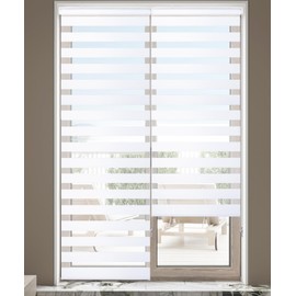 Homebox Blinds for Indoor Windows, Zebra Blinds, French Door Blinds 90" Length Light Filtering Dual Layer Roller Sheer Shades, 29.5" W x 90" H White, 1 Panel