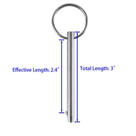 2 Pack Quick Release Pin, Diameter 1/4"(6.3mm), Overall Length 3"(76mm), Usable Length 2.4"(61mm), Full 316 Stainless Steel, Bimini Top Pin, Marine Hardware