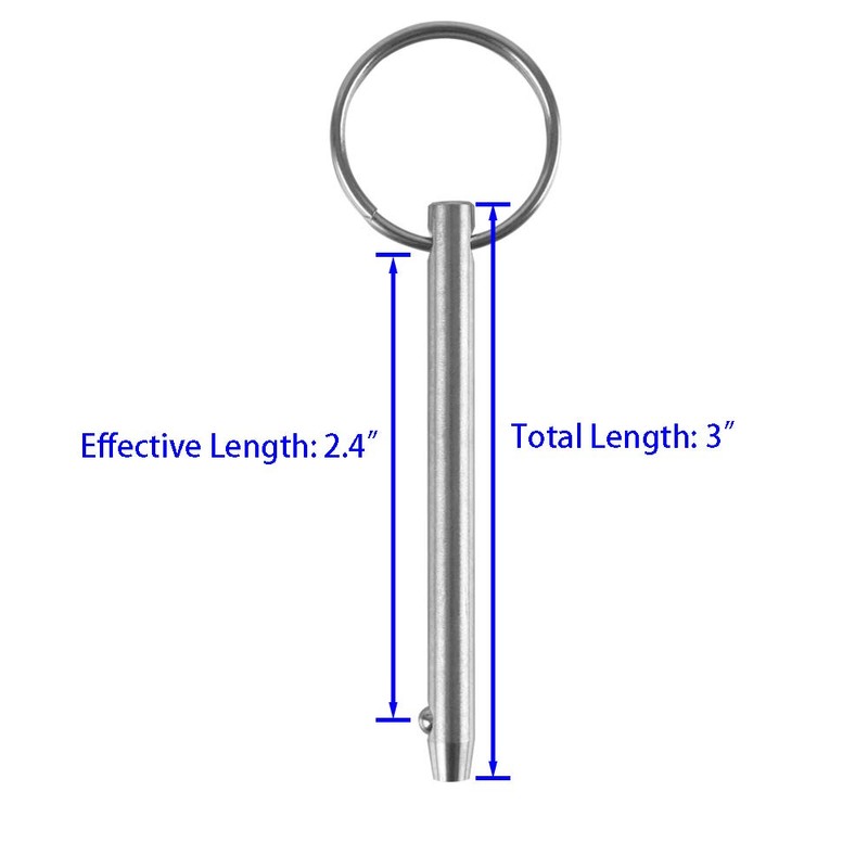 2 Pack Quick Release Pin, Diameter 1/4"(6.3mm), Overall Length 3"(76mm),