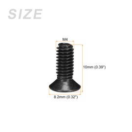 METALLIXITY Phillips Flat Head Screws (M4 x 10mm) 50Pcs, Carbon Steel Machine Screws - for Glasses Watch and Other Small Electronics, Black