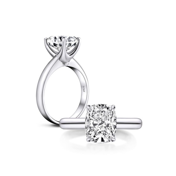 AINUOSHI 3 Carat Cushion/Round Cut Cubic Zirconia CZ Sterling Silver