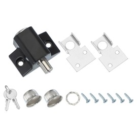 sourcing map Sliding Window Locks Push-in Sliding Window Security Lock with Keys, Sliding Door Keyed Locks for Up and Down Window, Horizontal Sliding Window Doors, Black 1 Set