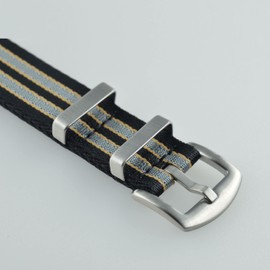 MZBUTIQ Nylon Watch Strap Replacement Seat Belt Brushed Buckle 18 mm 20 mm 22 mm 24 mm, Black/Khaki/Grey, Classic