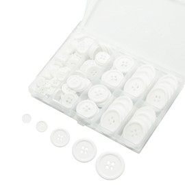 Lilaly 160 pcs White Buttons for Crafts Buttons, Button DIY Buttons, Mixed Sewing Buttons, 5 Sizes of White Round Mixed Buttons Suitable for for Crafts, Coats, Shirts, Pants, Shorts and More (White)