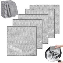 RUIENGCOMM 15 PCS Double Sided Wire Dishwashing Cloth Rag Wet and Dry Two Reusable Kitchen Cleaning Dish Towels Multipurpose Non-Scratch Scrubbing Wire Dishwashing Rags (double-deck)