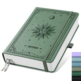 EMSHOI Graph Paper Notebook A5-320 Pages, Hardcover Leather, 100gsm Thick Paper, Square Grid Note Book for Women Men Work School Math Writing, Graphing, Engineering, 14.5 x 21cm, Light Green