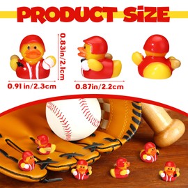 Realspring 24 Pcs Mini Resin Baseball Ducks Figurines Miniature Sport Duck Statues for Micro Landscape Ornament Dollhouse Garden Accessories(Baseball)