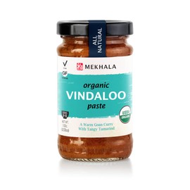 Mekhala Organic Vindaloo Indian Cooking Paste. Versatile sauce, marinade, cooking paste. Hot. ORGANIC VEGAN GLUTEN-FREE NO ADDED SUGAR 3.53oz