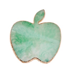 BIUDECO 1pc Light Green Agate Resin Palette for Nail Art Manicure Color Mixing Plate Gold Brim for Displaying Pigments and Blending Colors