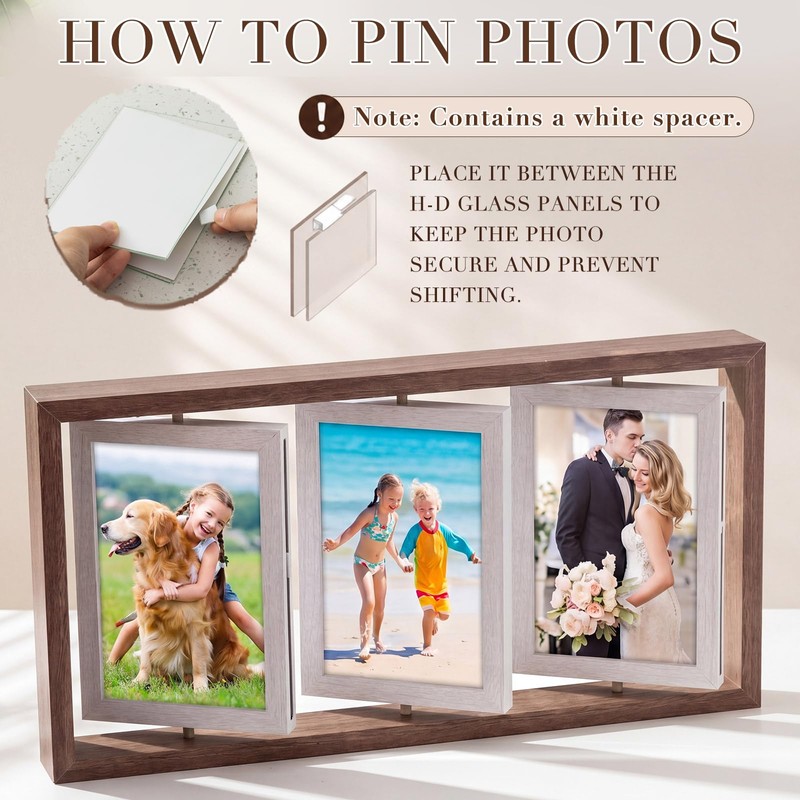Vicenpal 2 Pack 4x6 Rotating Picture Frame, Double-sided Display 6