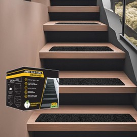 CHUANGSEED Stair Non-Slip Tape 4''x30''（12-Pack） Heavy Duty Black 80 Grit Anti-Slip Outdoor treads Grip Tape- High Traction Adhesive Treads- Anti Skid Tape-Waterproof