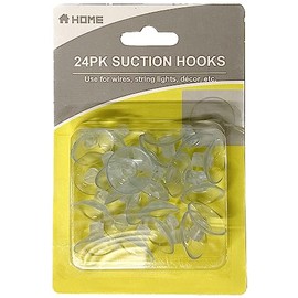 Black Duck Brand Pack of 24 Suction Cup Hooks for Wires, String Lights, Decor, and More! (Clear - 24ct)