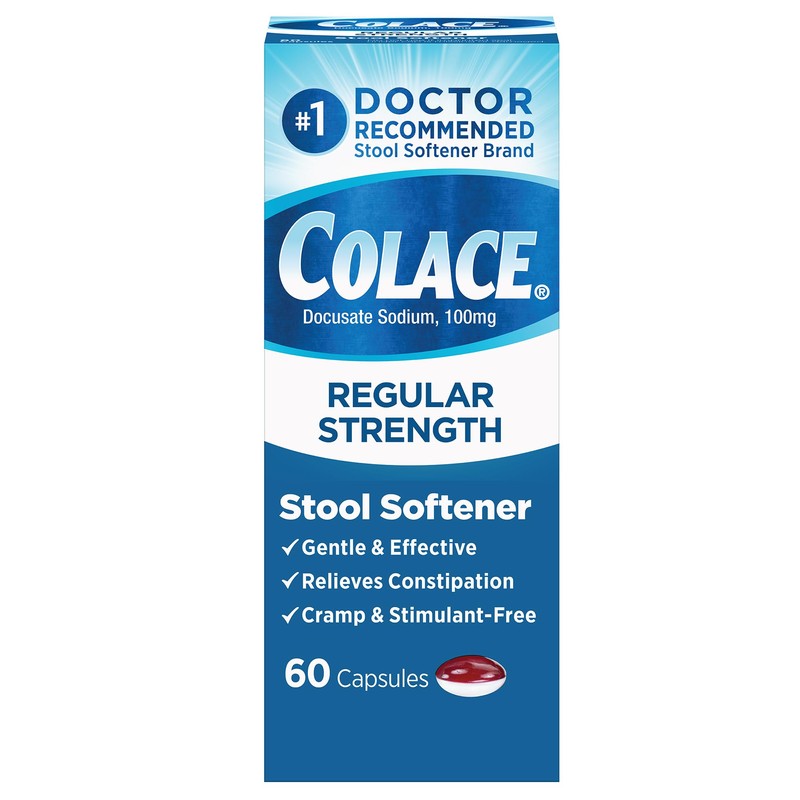 Colace Stool Softener 100 mg, 60 Capsules, Constipation Relief, Docusate