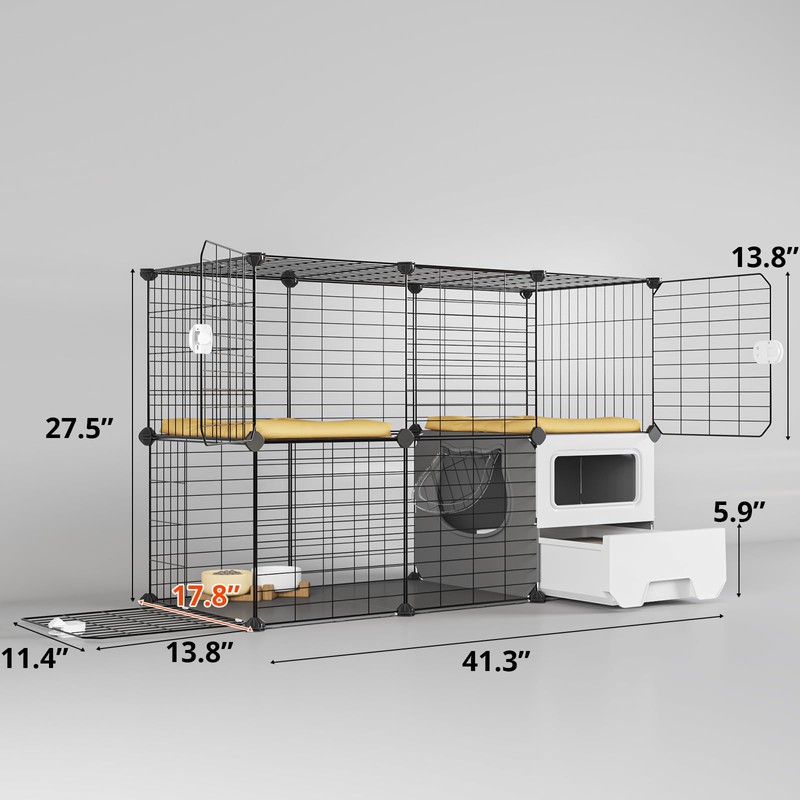 Oneluck Cat Cage Indoor with Litter Box 2-Tier DIY Cat