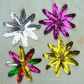 Whakano Pack of 10 Glitter Nine-Pointed Star Sequins Embroidered Patches for Sewing, 8 cm, Sewing Craft Accessories, for Dress, Jackets, Jeans, Clothing, Backpacks, Gift Box, DIY Headwear Decoration,