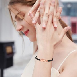 JENDEAR SHINE Infinity Bracelet Women's 925 Sterling Silver Infinity Braided Rope Bracelet Mother's Day Birthday Christmas Gift for Her Women Girlfriend Mum, Sterling Silver Nylon