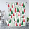 UPUMKSK Christmas Shower Curtain Red Green Xmas Tree Star Polka