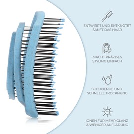 Ninabella Mini V2 Organic Hair Brush without Pulling, Professional Detangling Brush for Long and Curly Hair, Unique Anti-Pull Brush for Women and Children, Ideal as a Travel Brush