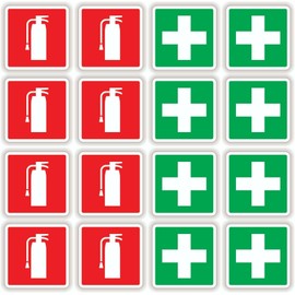 Stickers Decals Decorative 16 Fire Extinguisher First Aid Vinyl Stickers Decals 2-inch Square Set Lot