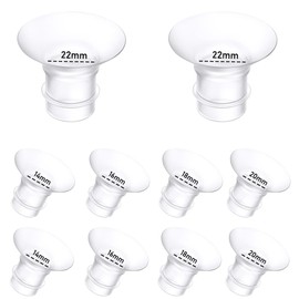10Pcs Breast Pump Flange Insert 14/16/18/20/22mm*2 Compatible with Momcozy M9/M6/M5/S12 Pro/S9 Pro/Medela/Spectra/Bellababy/Lansinoh/Elvie/Nuliie/KISSBOBO/ANWIKE 24mm Breast Pump Replacement Parts