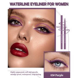 Purple Gel Eyeliner Pencil-2Pcs Super Soft and Smooth Waterline Eyeliner, Eye Liner Pen Waterproof Smudge-Proof, Long Wear Colorful Eyeliner Gel, Matte Cream High Pigment Eyeliner Makeup for Women-B5