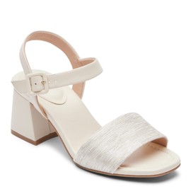 Rockport Women's Farrah 2-Piece Heeled Sandal, Vanilla Textile, 8 Wide
