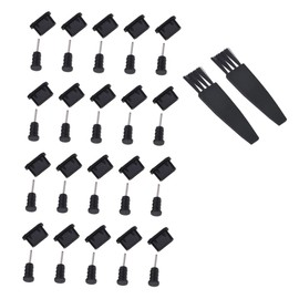 TEHAUX 20 Pairs USB Type C Dust Plug Covers Dust Port Protectors for Mobile Devices Includes Black Brushes for Easy Cleaning Compatible with Type C Interfaces