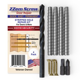 4-PK - #9x3 Permanent Door Hinge Repair Kit – Easy Stripped Screw Hole Repair – Reinforce Door Hinges, Strike Plates & Door Jamb Repair – Quickly Fix Stripped Hinge Screws in Minutes - Made in USA