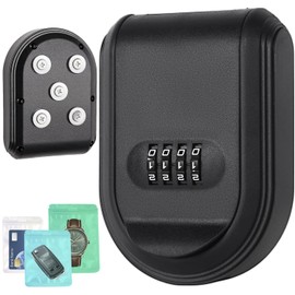 Dayear 2 in 1 Lock Key Safe Wall Mounted,Magnetic Key Holder with Combination Lock Hidden Under Car with 5Pcs Strong Magnet, Hider A Key for Storage Indoors,Outdoors/2Pcs/Black